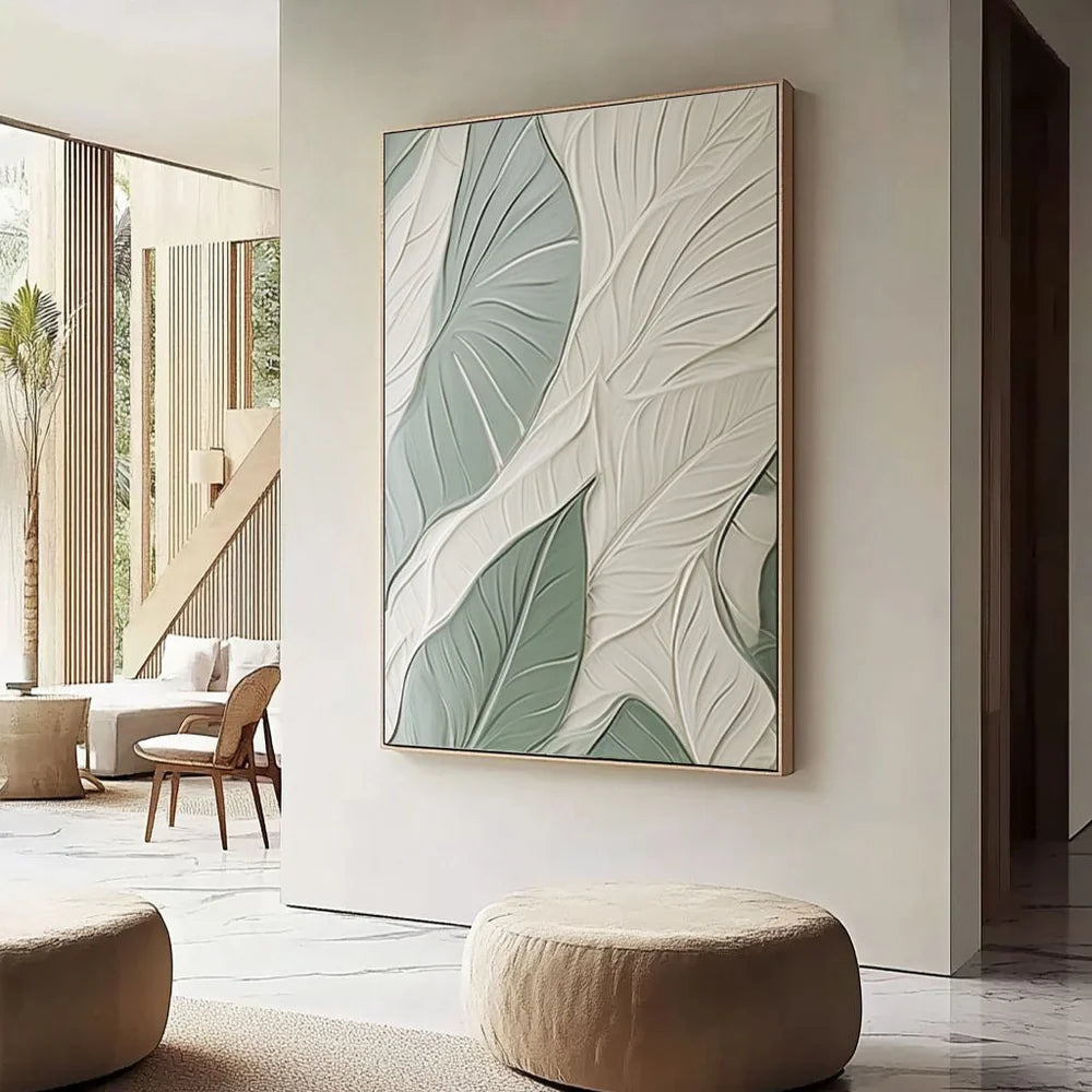 Plaster Painting "Feuilles Harmonieuses"
